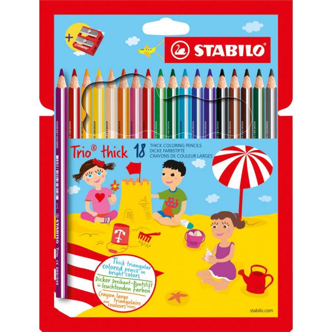 Barvičky STABILO Trio se struhadlem, 18 ks