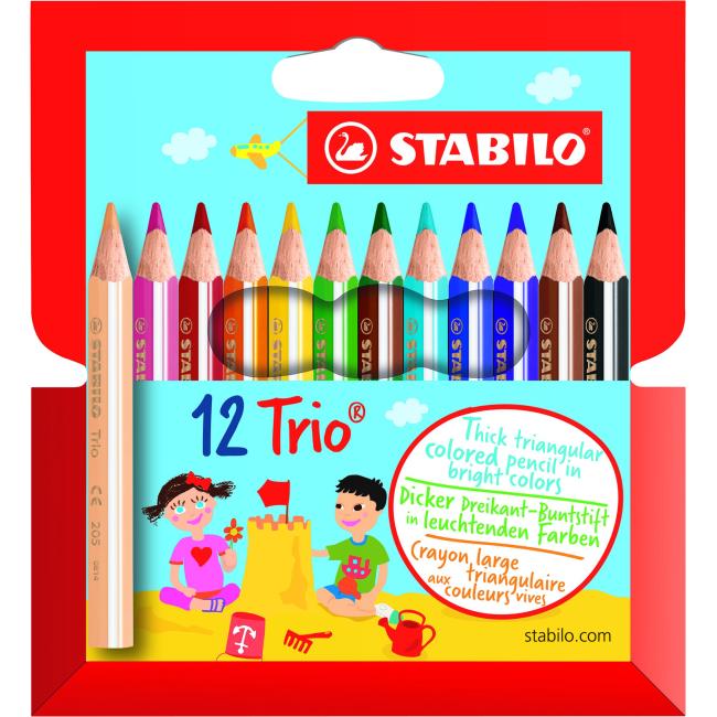 Barvičky STABILO Trio silné a krátké, v kartonovém obalu, 12 ks