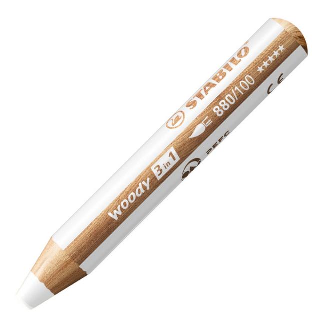 Víceúčelová barvička STABILO woody 3 in1 bílá