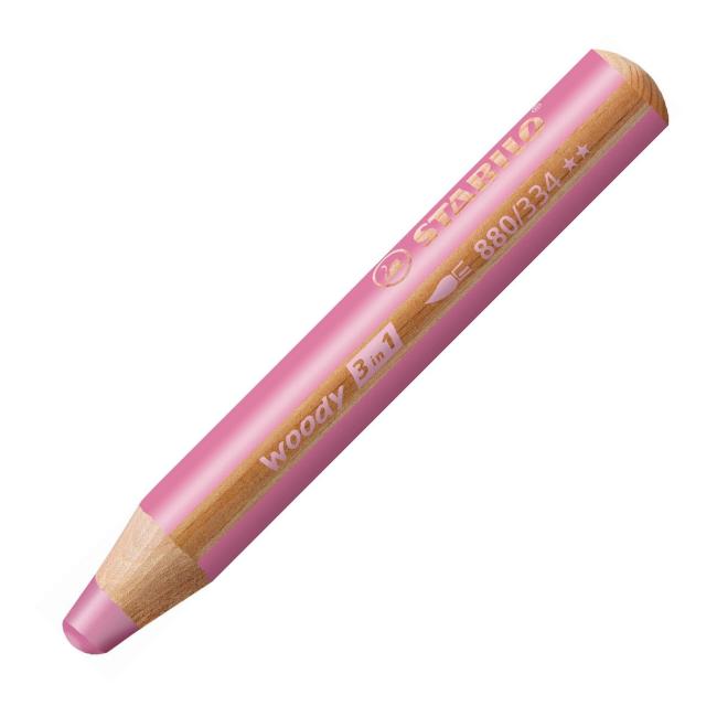 [ST880334] Víceúčelová barvička STABILO woody 3 in1 růžová