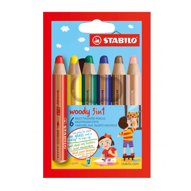 Barvičky STABILO woody 3 in1 6ks