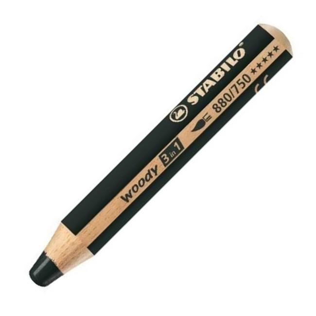 Víceúčelová barvička STABILO woody 3 in1 černá
