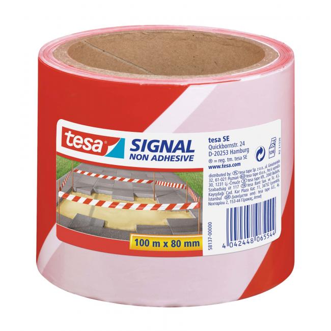 [TE058137] Výstražná páska nelepivá TESA Signal 80mm x 100m červeno-bílá
