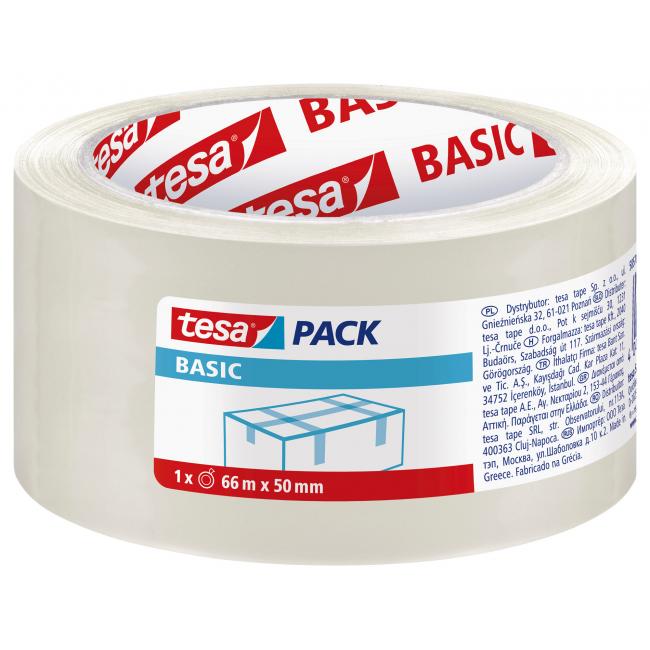 Balící lepící páska TESA basic 50 mm x 66 m průhledná