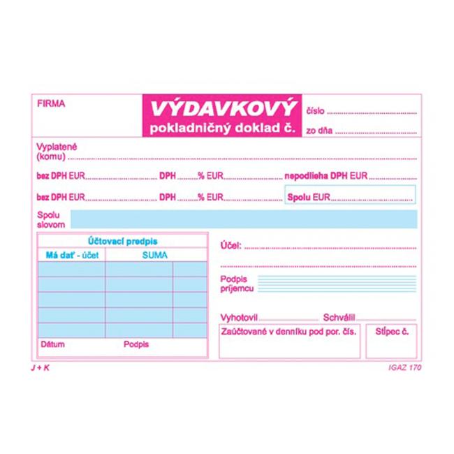 Výdajový pokladní doklad 2xDPH, A6, 100 listů