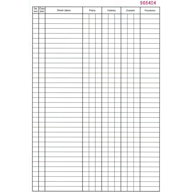 Pokladní kniha, A4, číslovaná, 50x2 listy