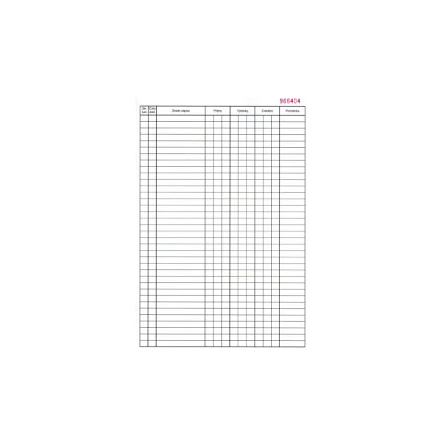 Pokladní kniha, A4, číslovaná, bez průpisu, 50 listů