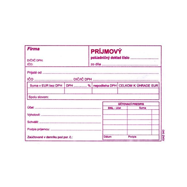 [TL043000] Příjmový pokladní doklad s DPH, A6, 100 listů