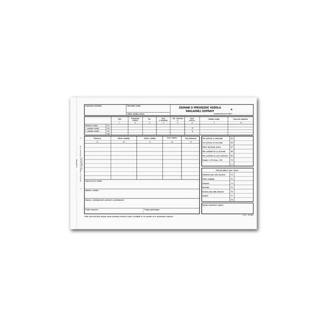 [TL057000] Záznam o provozu vozidla nákladní dopravy, A4, 100 listů, číslování
