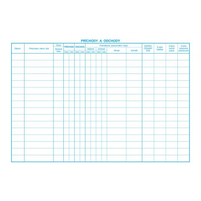 Kniha příchodů a odchodů, A4, 30 listů