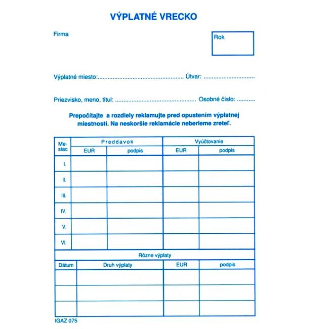 Výplatní sáček, C6