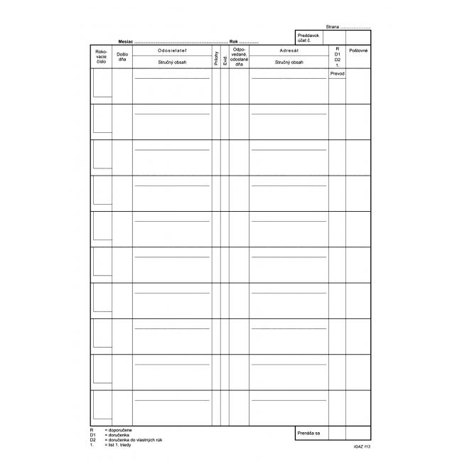 Kniha došlé a odeslané pošty, A4, tvrdá vazba, 96 dopisů