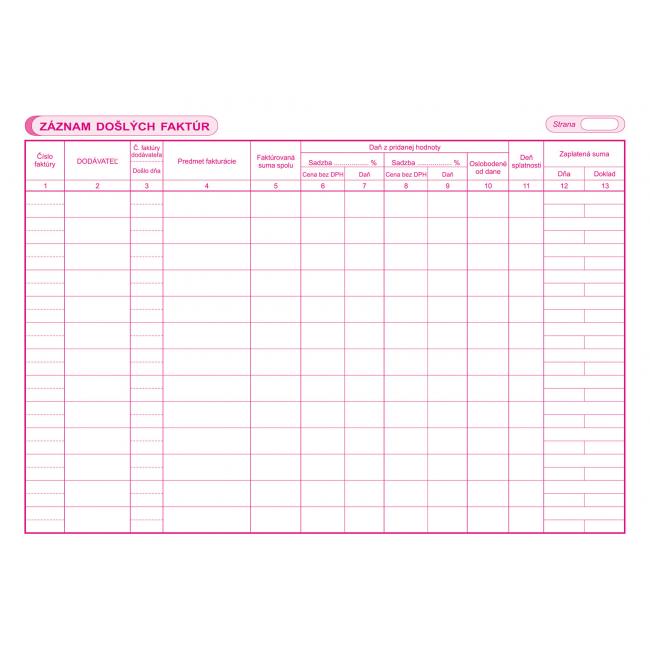 Kniha došlých faktur, A4, 30 dopisů