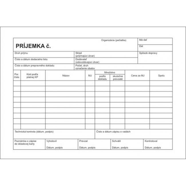 [TL124000] Příjemka, A5, samopřepis, 100 listů