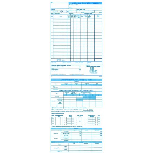 Vyúčtování cestovních výdajů/zahraniční pracovní cesty, A4, 100 ks
