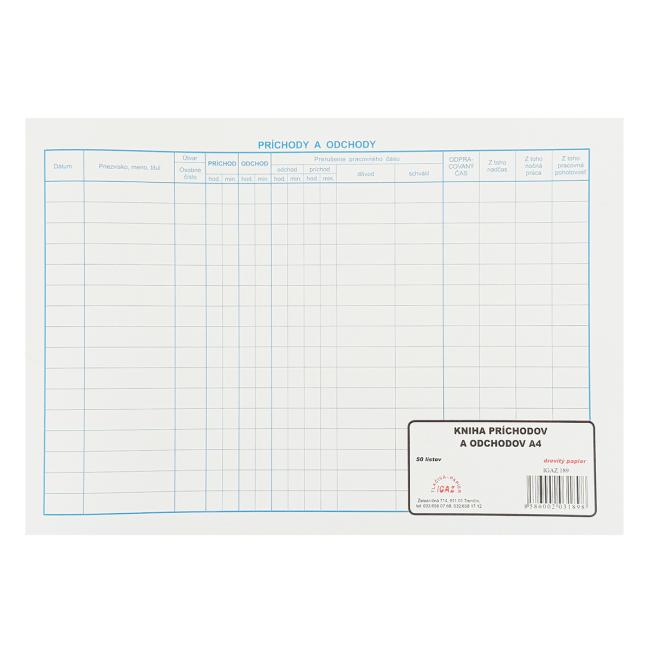 Kniha příchodů a odchodů, A4, 50 archů