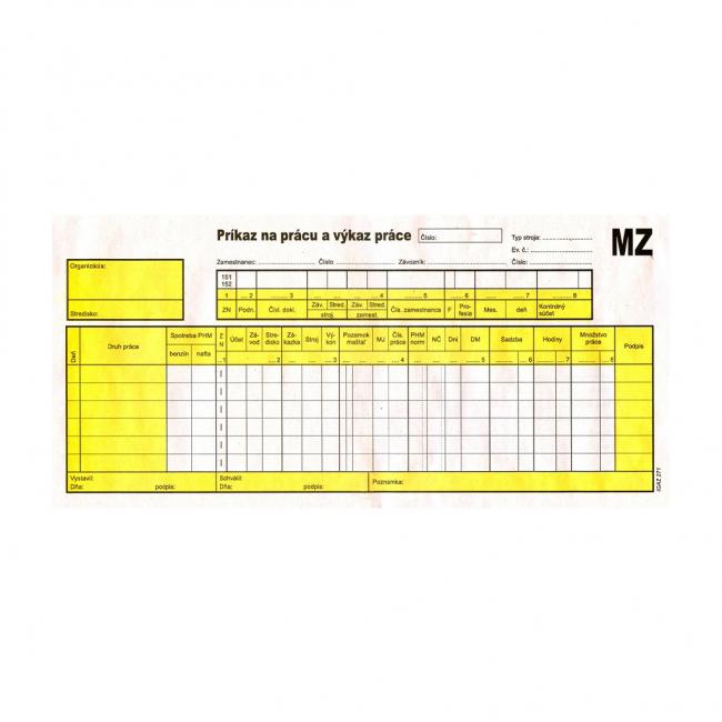 Příkaz k práci a výkaz práce, 2/3 A4, 150 listů