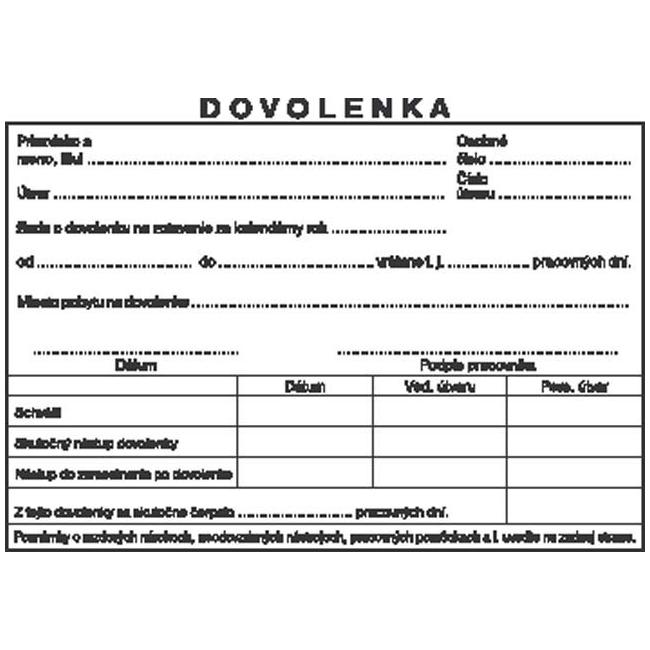 Formulář Dovolená, samopřepis, A6