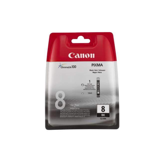 Inkoustová náplň Canon CLI-8Bk pro Pixma iP4200/5300/MP500/530/600/610/800 black (400 str.)