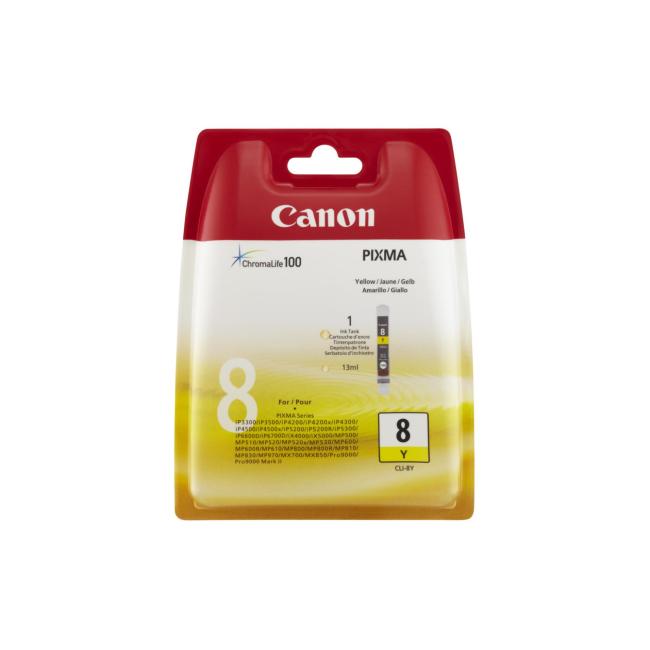 [CA000825] Inkoustová náplň Canon CLI-8Y pro Pixma iP4200/5300/MP500/530/600/610/800 yellow (400 str.)