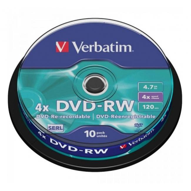 [VE435850] Verbatim DVD-RW 4x 4,7GB cake 10 ks