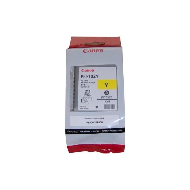 Inkoustová náplň Canon PFI-102Y pro iPF 500/600/700 LP17/24 yellow (130 ml)