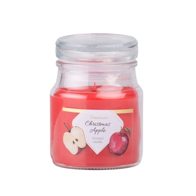 Emocio Glass se skleněným víčkem Christmas Apple (Spiced Apple), vonná svíčka, 57x85 mm