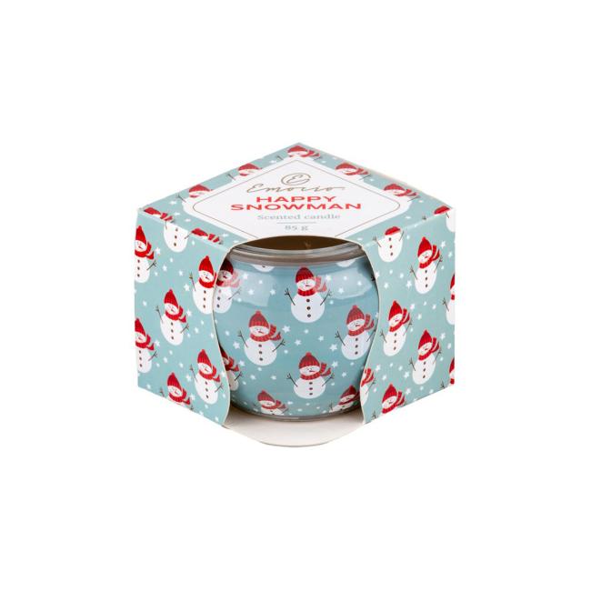 Emocio skleněný dekor 70x62 mm Happy Snowman- Enchanted Sparkle, vonná svíčka