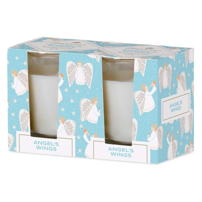 [XM037963] Emocio sklo 52x65 mm 2 ks v krabičce Andělská křídla - Cookie and Cream, vonná svíčka