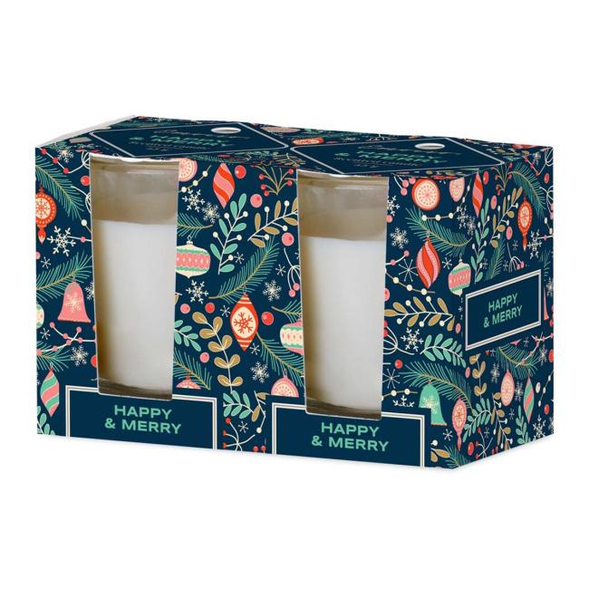 [XM037966] Emocio sklo 52x65 mm 2 ks v krabičce Happy & Merry - Forest Breeze, vonná svíčka
