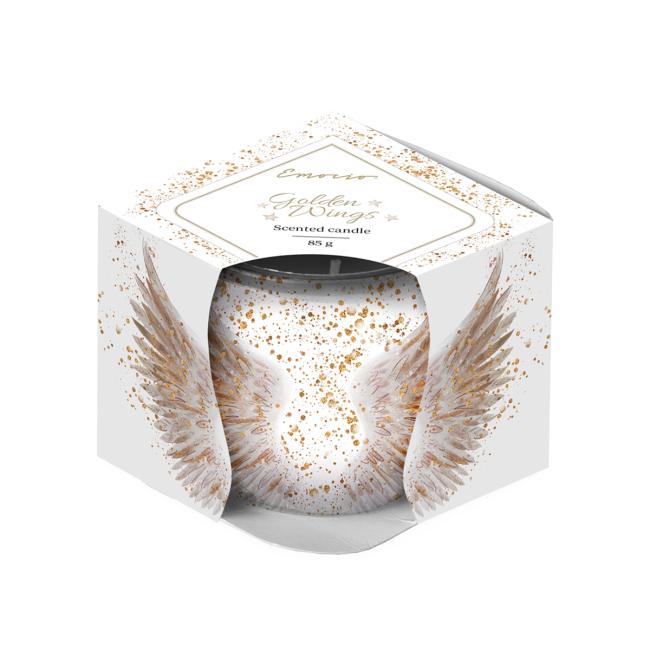 Emocio skleněný dekor 70x62 mm Golden Wings, vonná svíčka