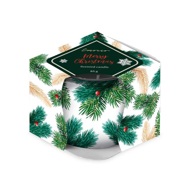 Emocio skleněný dekor 70x62 mm Veselé Vánoce, vonná svíčka