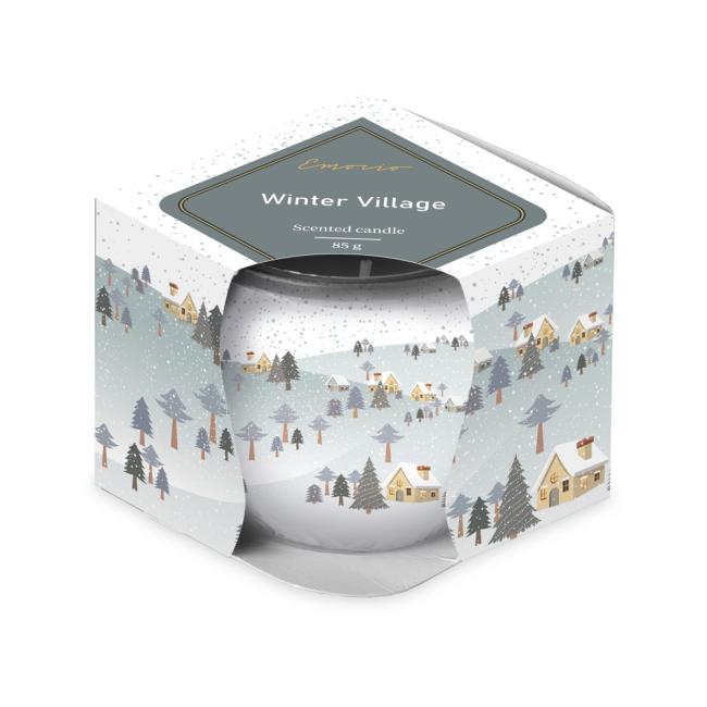 [XM043788] Emocio skleněný dekor 70x62 mm Winter Wonderland, vonná svíčka