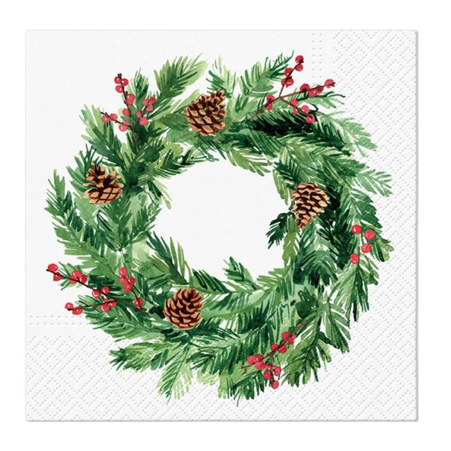 [XM044336] Vánoční ubrousky Šišky kruh 33x33 cm, 20 ks