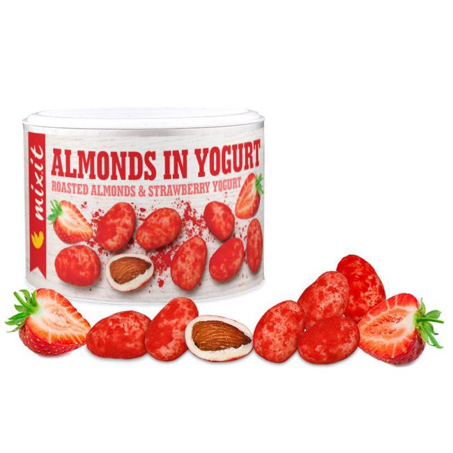 Mixit Mandle v jogurtu s jahodovým práškem 240g