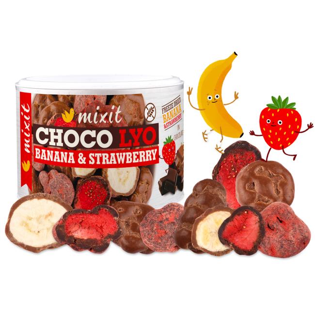 Mixit Křupavé banány a jahody v čokoládě 150g