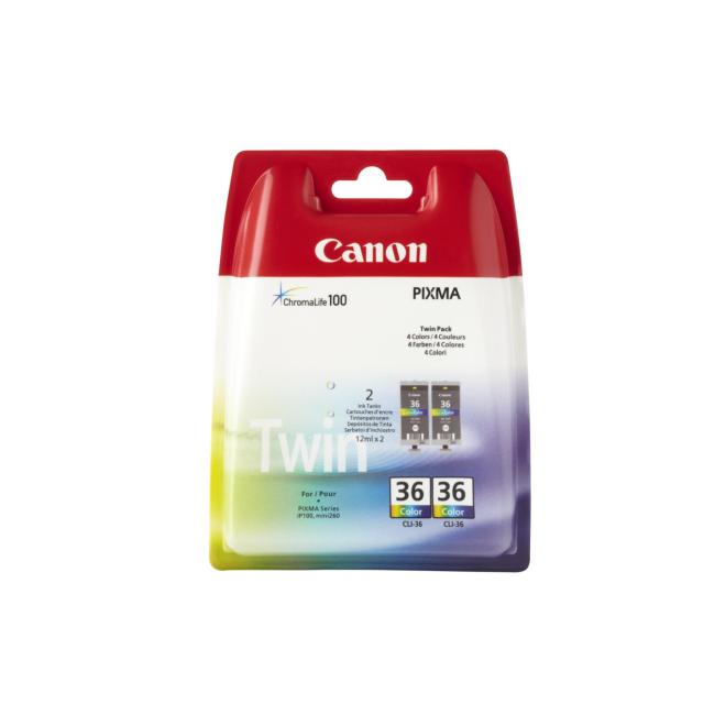 [CA020243] Inkoustová náplň Canon CLI-36 pro PIXMA iP100/mini 260 color TWIN (2ks) (2 x 249 str.)
