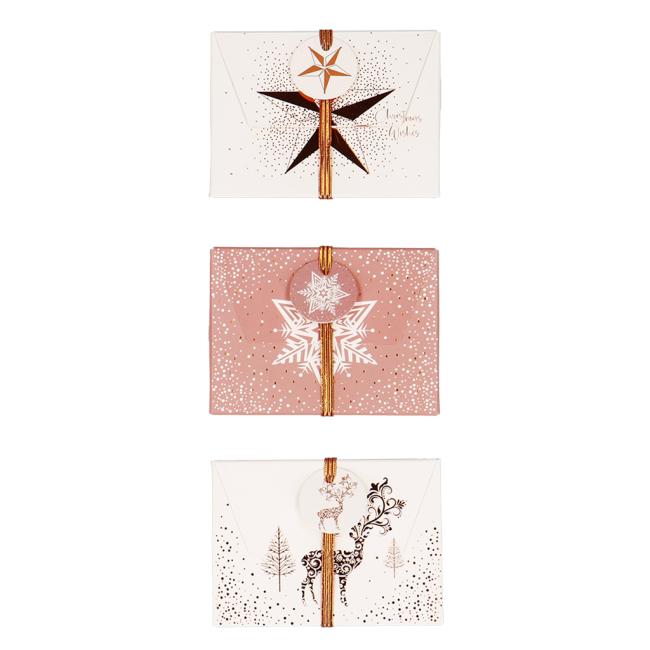 [XX400225] Vánoční papírová dárková krabička s gumičkou 112x80mm mix růžovobílých motivů 3 ks