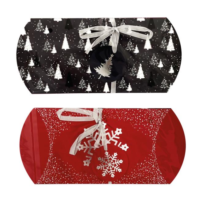 [XX400234] Vánoční papírová dárková krabička Popcorn 220x100mm 2ks mix šedo-červené motivy