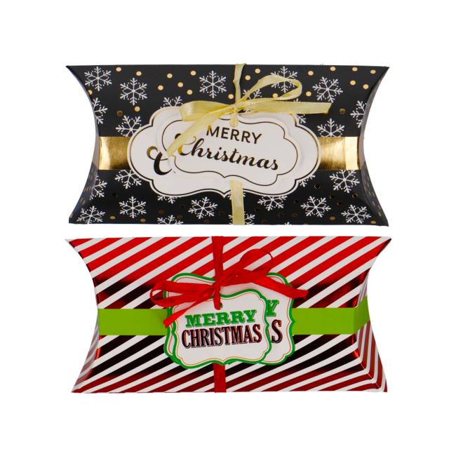 Vánoční papírová dárková krabička Popcorn 220x100mm 2ks mix barevných motivů