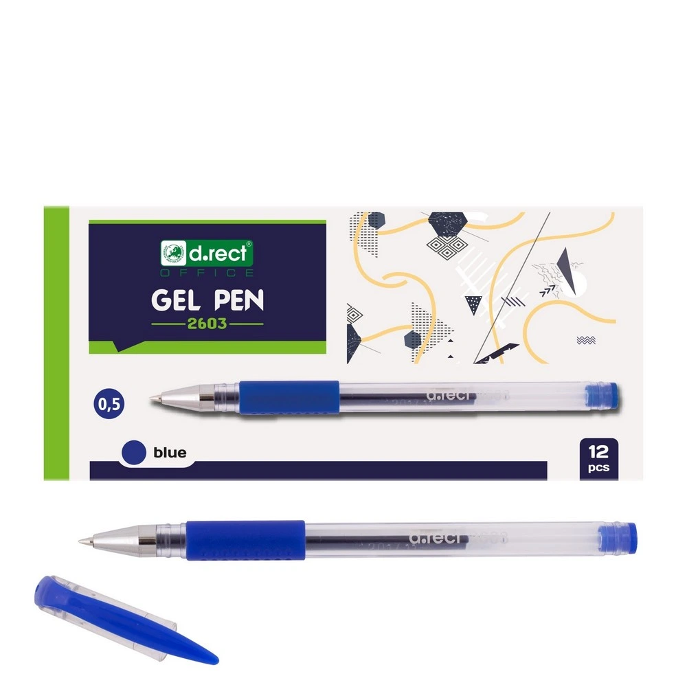 Gelové pero D.Rect 2603, 0,5 mm, jednorázové, modré
