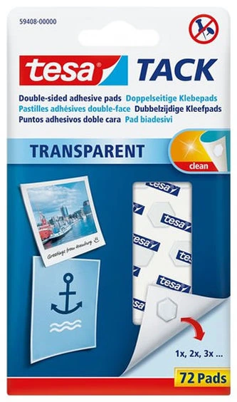 TACK oboustranně lepící polštářky 72 ks - transparentní