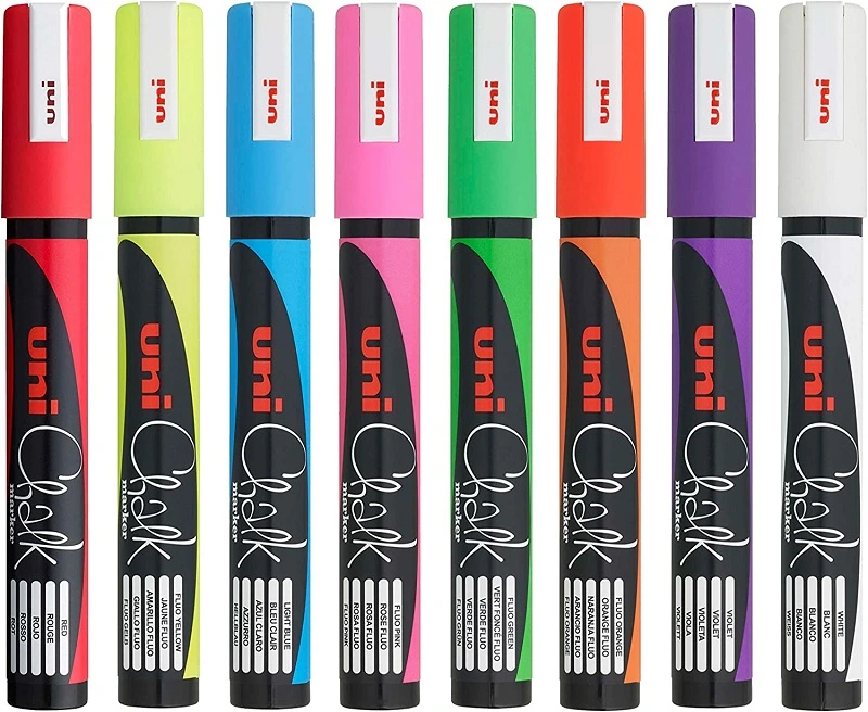 Uni PWE-5M křídové popisovače mix barev 1,8-2,5 mm, 4 barvy dle výběru