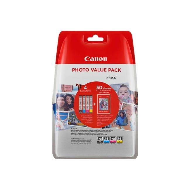 [CA036157] Inkoustová náplň Canon PGI-570PGBK+ CLI-571BK/C/M/Y multipack pro MG 5750/5751 + PP201 10x15