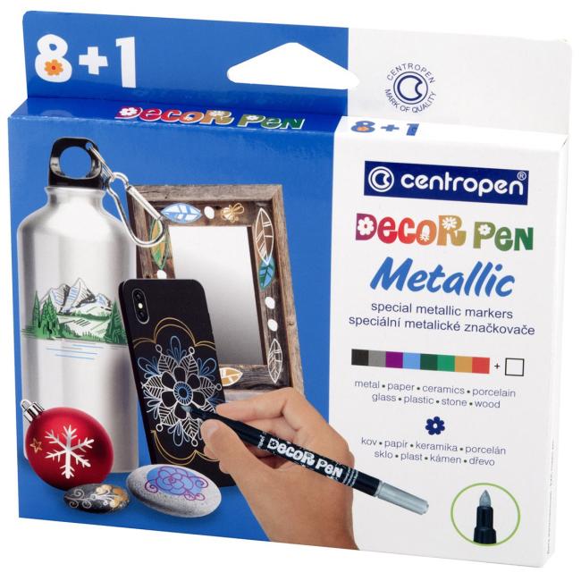 Sada popisovačů Centropen 2738 Decor Pen Metallic • sada 9 ks