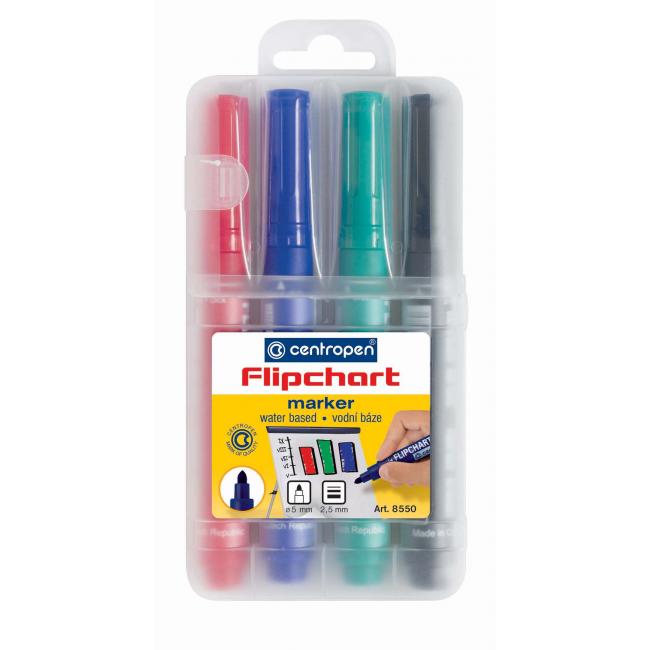[CE855004] Sada popisovačů na flipchartové bloky Centropen 8550/4S