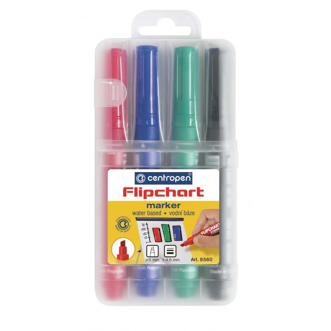 [CE856004] Sada popisovačů na flipchartové bloky Centropen 8560/4S