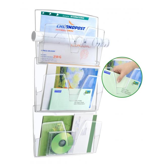 Nástěnný panel pro třídění pošty čirý sada 3ks