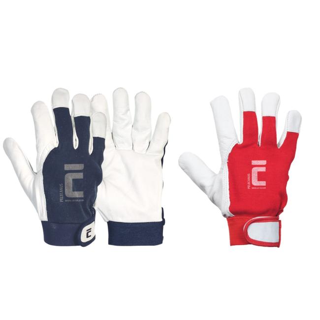 [CV200607] Rukavice pracovní, kombinované PELECANUS, červené/modré vel. L 7/S