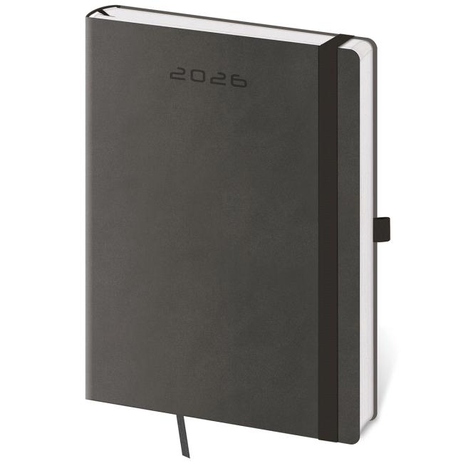 Diář Flexies denní A5 14,3x20,5cm tmavě šedá 2026